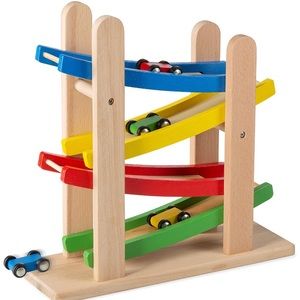 Play22 Wooden 4 Level Toy Car Ramp / Race Track